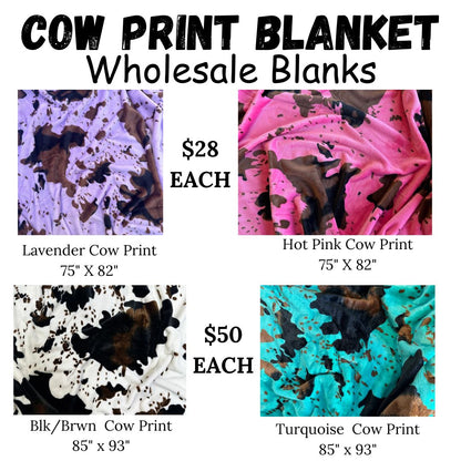 Minky Cow Pring Blanket Blanks